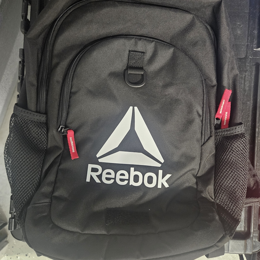 Reebok Black Backpack with White Logo and Red Details